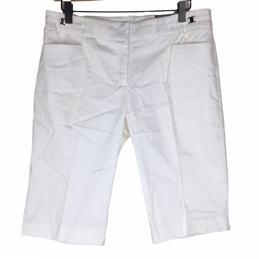 NY&CO The Bermuda City Shorts Chino Sateen White Stretch Minimalist Size 8 NWT